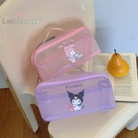Lostcorner Sanrio Hello Kitty Túi Đựng Mỹ Phẩm Lưới Trong Suốt Kuromi Melody Cinnamoroll Dung Tích Lớn Túi Trang Điểm Hộp Đựng Bút Chì Túi Cầm Tay Mới