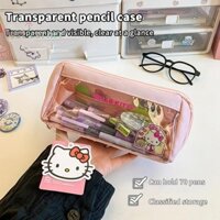 Lostcorner Sanrio Hello Kitty Hộp Đựng Bút Chì Trong Suốt Kuromi Cinnamoroll Dung Tích Lớn Văn Phòng Phẩm Tổ Chức Túi Đựng Bút Túi Trang Điểm Mới