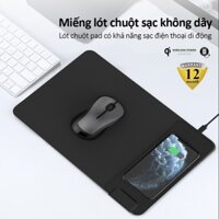 Lót chuột da kiêm sạc không dây điện thoại, tai nghe có thể gấp gọn cao cấp, miếng lót chuột sạc không dây, từ tính