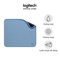 Lót chuột Logitech Mouse Pad - Đế cao su chống trượt, lướt dễ dàng, bề mặt chống đổ tràn, bền bỉ, nhỏ gọn - Hàng chính hãng - Màu Xanh xám