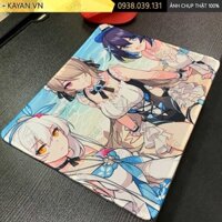 Lót chuột văn phòng Honkai Impact ba nhân vật 26x21cm, dày 3mm, có bo viền mẫu 77