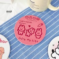 Lót cốc Cute animal enjoy my life 10cm