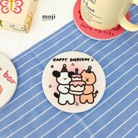 Lót cốc Cute animal happy everyday 10cm