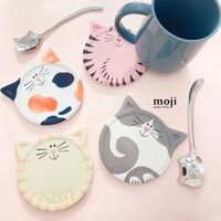 Lót cốc Cute cat face có tai cắt hình 11cm