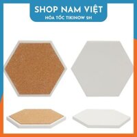 Lót Ly Ceramic Trắng Trơn, Đế Lót Cốc Gốm Sứ Siêu Thấm Hút, Thích Hợp Trang Trí DIY - Chính Hãng NAVIVU - Lục giác - Trắng