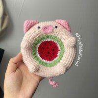 Lót ly hình thú móc len handmade màu sắc tự chọn