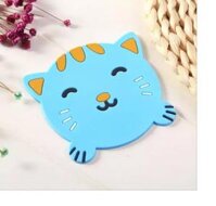 Lót ly silicon, miếng lót cốc, đế lót ly nhựa dẻo hoạt hình cute chống trượt GD718-LLsilicone  - mèo