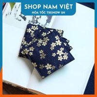 Lót Ly Thiền Trà, Lót Lư Xông Trầm Phong Cách Nhật Chất Vải Gấm Thêu Tao Nhã - Anh đào