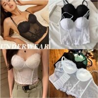 Lót Nữ Ren Croset Hoa Lá Thêu Bản To Cúp Nâng Ngực Đệm Dày Cao Cấp