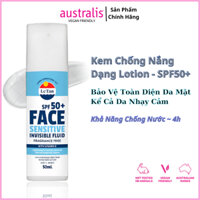 Lotion Chống Nắng Australis Le Tan SPF50 Face Sensitive Invisible Fluid+ Giành Cho Da Nhạy Cảm 50ml