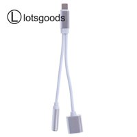 {lotsgoods}2 in 1 Headset Audio Conversion Line Audio Cable Adapter for iPhone 7(Silver)(Silver)