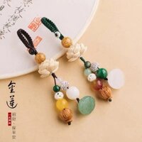 Lotus Cặp Đôi Móc Khóa Cổ Điện Thoại Di Động Mặt Dây Chuyền Thời Trang Dễ Thương Zen Phong Cách Mới Cặp Đôi Quà Tặng