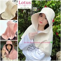 Lotus] Khăn Choàng Che Nắng bảo vệ mặt, cổ & lưng, Kèm Dây Buộc chống gió/ Nón Vành Lớn Gấp Gọn tiện dụg/ Mũ Chống Nắng