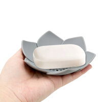 Lotus Shape Soap Dish Waterproof Creative Drain Soap Bar Silicone Bathroom Storage