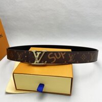 Louis Vuitton LV Thương Hiệu Chính Hãng Dây Da Nam Nữ Cao Cấp Thiết Kế Thắt Lưng Kinh Doanh Thường Ngày Chất Lượng Cao Chữ L Khóa Tối Cao Da Bò Dây Thắt Lưng Chiều Rộng 3.8cm L23