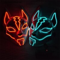 Louislifebliss Anime Trang Trí Nhật Bản Cáo Mặt nạ Neon Đèn Led Cosplay Mặt nạ Halloween Tiệc Rave Led Mặt nạ Khiêu vũ DJ Payday Trang phục Đạo cụ Mới
