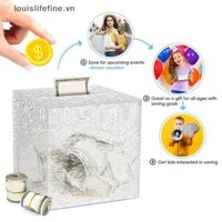 Louislifefine Acrylic Piggy Bank Vuông Hộp Tiết Kiệm Tiền Dung Tích Lớn Mới