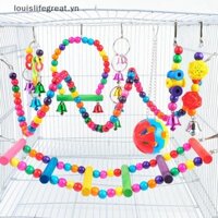 Louislifegreat 5 / 6 Chiếc Lồng Chim Đồ Chơi Cho Vẹt Nhai Treo Hạt Gỗ Bóng Chuông Đồ Chơi Mới