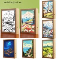Louislifegreat Dạ Quang Tranh Khung Gỗ Ánh Sáng Tranh Khung Ảnh Led Đèn Ngủ Sinh Nhật Trang Trí Phòng Ngủ Quà Tặng Giáng Sinh Đèn Mặt Trăng Mới