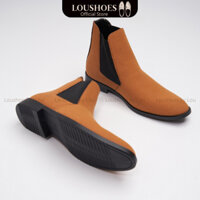 LouShoes - Giày Chelsea Boots Classic Black da lộn màu Nâu cao cấp, đế khâu 3cm thanh lịch