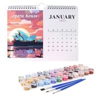 Love * 2025 Lịch treo Lịch treo tường phong cảnh quốc gia Lịch vẽ tay với bàn chải và sơn Acrylic cho Scho