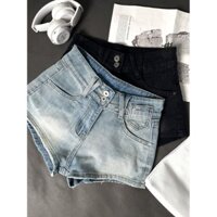 Love God Quần Rửa Đau Khổ Trắng Hai Lông Bạc Nút Quần Short Phù Hợp Với Quần Jean Ngắn Quần Nóng 2024 Phong Cách Mới