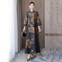 Love original heavy 45 m Gambiered Guangdong Silk dress spring new fashionable stylish wedding mom dress