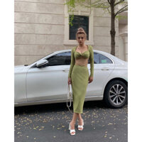 Love Set - Set áo croptop và chân váy dáng dài chất thun gân - Thiết Kế Bởi Coco.Official