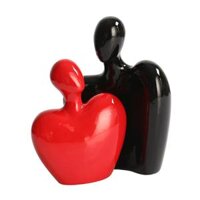 Lover Statue Crafts Passionate Romantic for Office Cabinet Wedding Gift - Black and Red