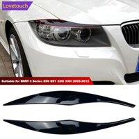 Lovetouch 1 Cặp Đèn Pha Ô Tô Lông Mày Vỏ Mí Mắt ABS Dán Bóng Đen Cho Xe BMW 3 Series E90 E91 2005 2006 2007 2008 2009 2010 2011 Sedan / Lưu Diễn D4S2