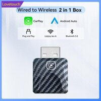 Lovetouch 2 Trong 1 USB Mini Không Dây Carplay Adapter Cho iOS Và Android Tự Động Hộp Thông Minh Cắm Và Chạy Bluetooth 5.0 V1X9