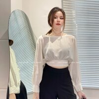 LOVI SHOP - Áo croptop nơ lưng tay dài basic nhiều màu trơn LOVI
