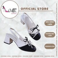 LOVIIECORNER - 2025 - CAO GÓT BÍT MŨI THỜI TRANG PHỐI 2 NƠ NỮ TÍNH - SANDAL HỞ HẬU GÓT TRỤ 5 PHÂN - G240908