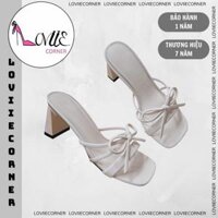 LOVIIECORNER - 2025  GUỐC CAO GÓT THỜI TRANG NỮ MŨI VUÔNG QUAI MẢNH PHỐI QUAI NƠ GÓT DẸP 5 PHÂN - DD250222