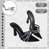 LOVIIECORNER DÉP CAO GÓT - GUỐC NỮ MŨI NHỌN BỐN QUAI CHÉO ĐÍNH ĐÁ THỜI TRANG HIỆN ĐẠI D230812