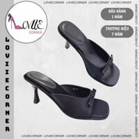 LOVIIECORNER - DÉP CAO GÓT NỮ - GUỐC NỮ CAO GÓT NƠ MŨI VUÔNG  - GUỐC CAO GÓT TRỤ 7 PHÂN - DD241016