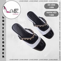 LOVIIECORNER - DÉP NỮ BÍT MŨI TRÒN THỜI TRANG QUAI MẢNH PHỐI XÍCH - D240937