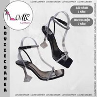LOVIIECORNER - GIÀY CAO GÓT NỮ ĐI TIỆC - GUỐC CAO GÓT SANDAL QUAI MẢNH ĐÍNH ĐÁ ĐẾ VUÔNG G210311