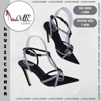 LOVIIECORNER - GIÀY CAO GÓT MŨI NHỌN ĐI TIỆC ĐÍNH ĐÁ - CAO GÓT HEELS SANDAL MŨI NHỌN 9 PHÂN - G240313