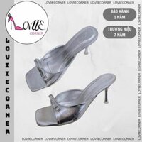 LOVIIECORNER - GUỐC CAO GÓT NỮ THỜI TRANG - GUỐC MULES HEELS PHỐI NƠ MŨI VUÔNG GÓT CAO 7 PHÂN - DD250350