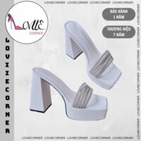 LOVIIECORNER GUỐC NỮ - DÉP THỜI TRANG QUAI NGANG ĐÚP CAO - DÉP CAO GÓT ĐÍNH ĐÁ HIỆN ĐẠI D230937