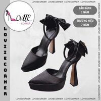 LOVIIECORNER SANDAL CAO GÓT - GIÀY THỜI TRANG BÍT MŨI ĐÚP CAO - GIÀY NỮ BÍT HẬU GẮN NƠ GG231145