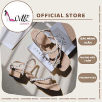 LOVIIECORNER - SANDAL NỮ MŨI VUÔNG QUAI XỎ NGÓN - GIÀY NỮ QUAI NGANG XÉO PHỐI XÍCH - S240606 - Hàng mới về
