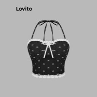 Lovito Áo ba lỗ ren họa tiết hoa giản dị dành cho nữ L117AD542