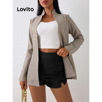 Lovito Áo blazer bất đối xứng Gingham thông thường cho nữ LBL13103