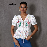 Lovito Áo cánh hoa ren nhiệt đới Boho dành cho nữ LBL20087