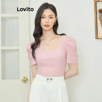 Lovito Áo cánh trơn nhún bèo giản dị cho nữ L104ED604