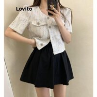 Lovito Áo khoác blazer trơn có nút thông thường dành cho nữ LNA66332