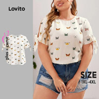Lovito Áo kiểu cắt hình bướm hình cong cỡ lớn dành cho nữ  LBL22169