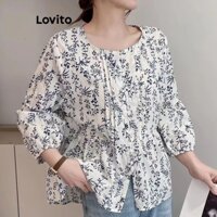 Lovito Áo kiểu xếp nếp hoa Ditsy thường ngày cho nữ LNE21201 (Nhiều màu)